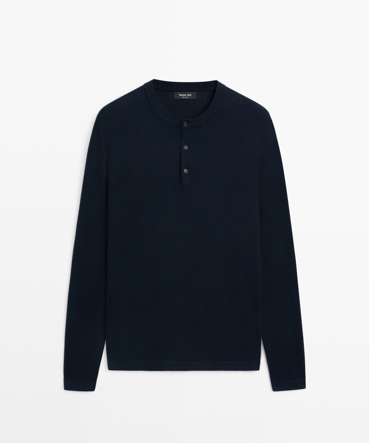 마시모두띠(MASSIMO DUTTI) 100% 코튼 헨리넥 니트 스웨터