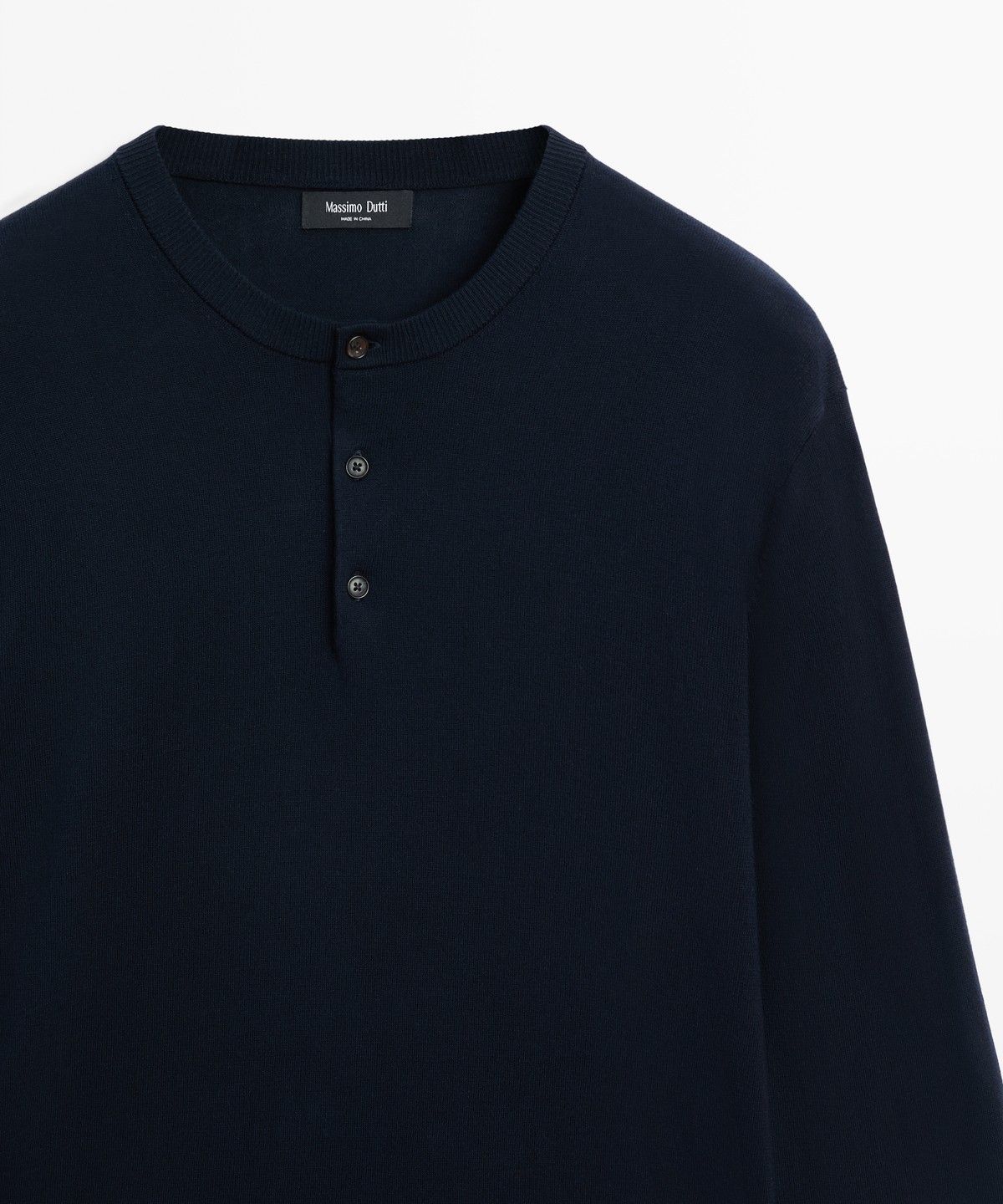 마시모두띠(MASSIMO DUTTI) 100% 코튼 헨리넥 니트 스웨터