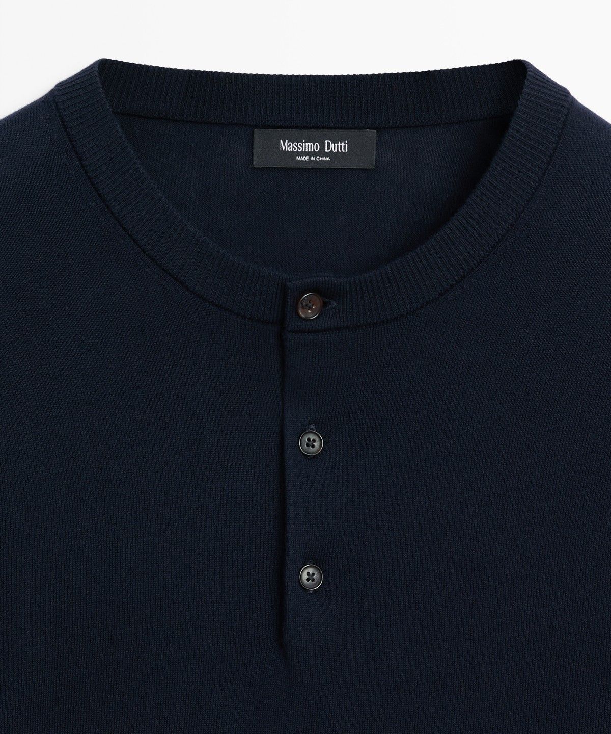 마시모두띠(MASSIMO DUTTI) 100% 코튼 헨리넥 니트 스웨터