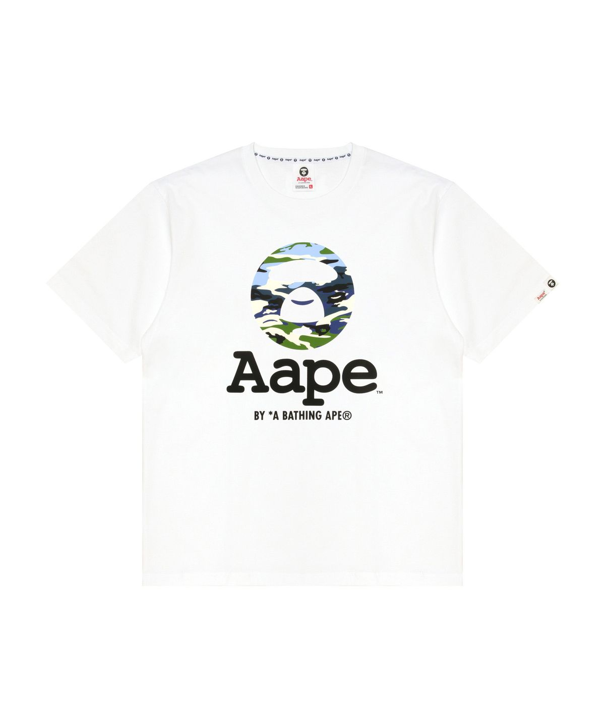 에이프(AAPE) 문페이스 카모 로고 티셔츠 화이트 / AAPTEM1834XXQWHX