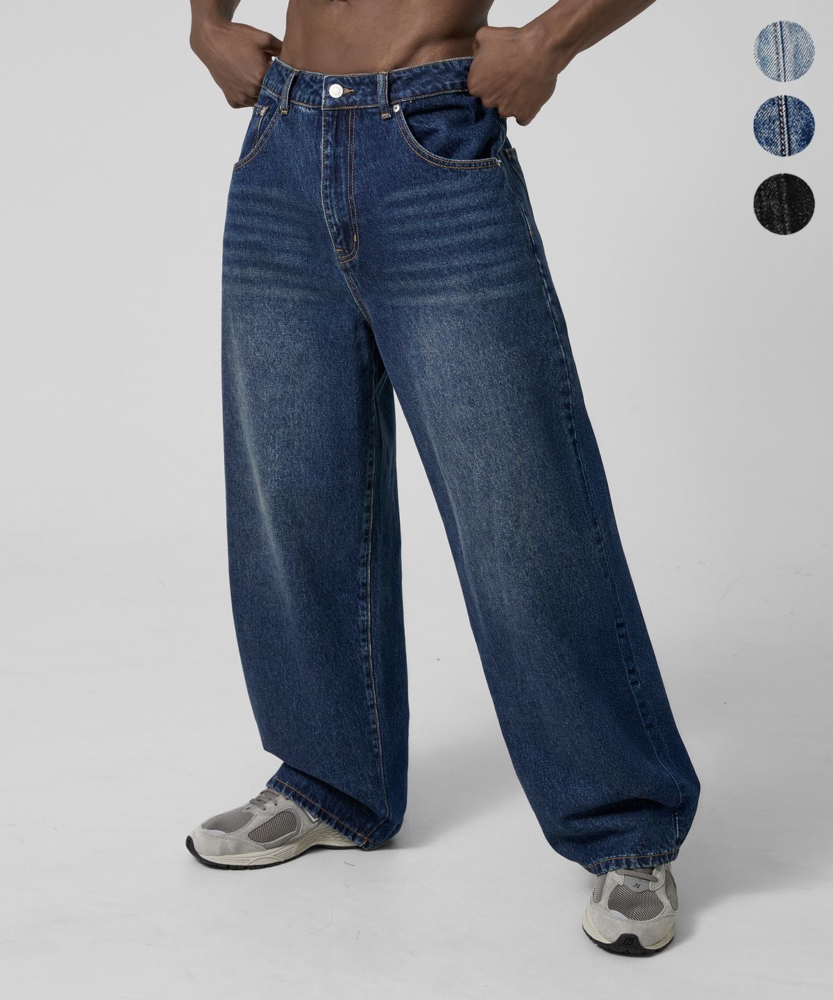 드릭스(DRIX) [12oz] 워시드 와이드 데님 팬츠_3color