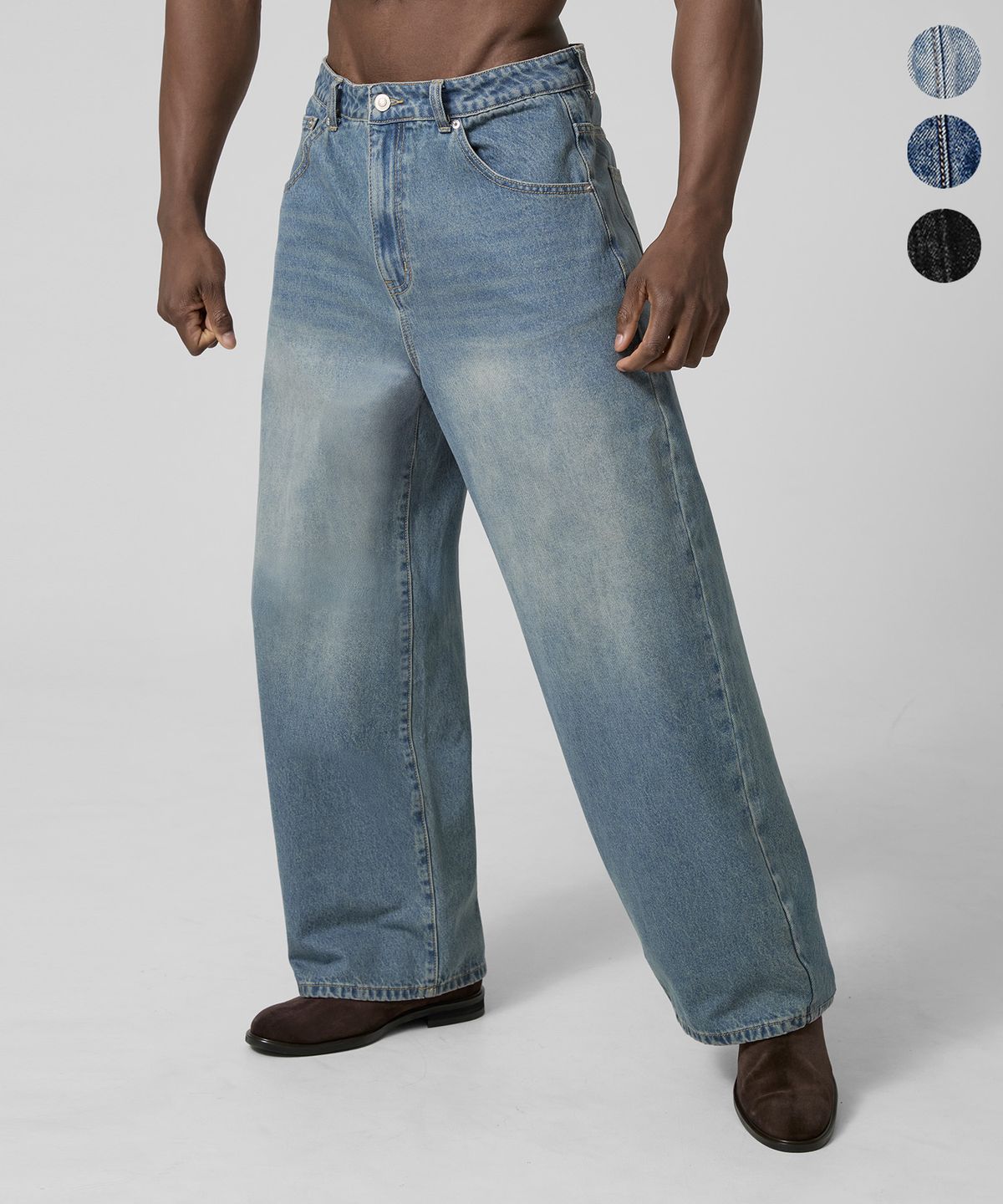 드릭스(DRIX) [12oz] 워시드 와이드 데님 팬츠_3color