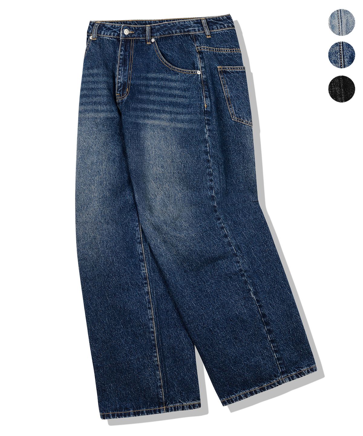 드릭스(DRIX) [12oz] 워시드 와이드 데님 팬츠_3color