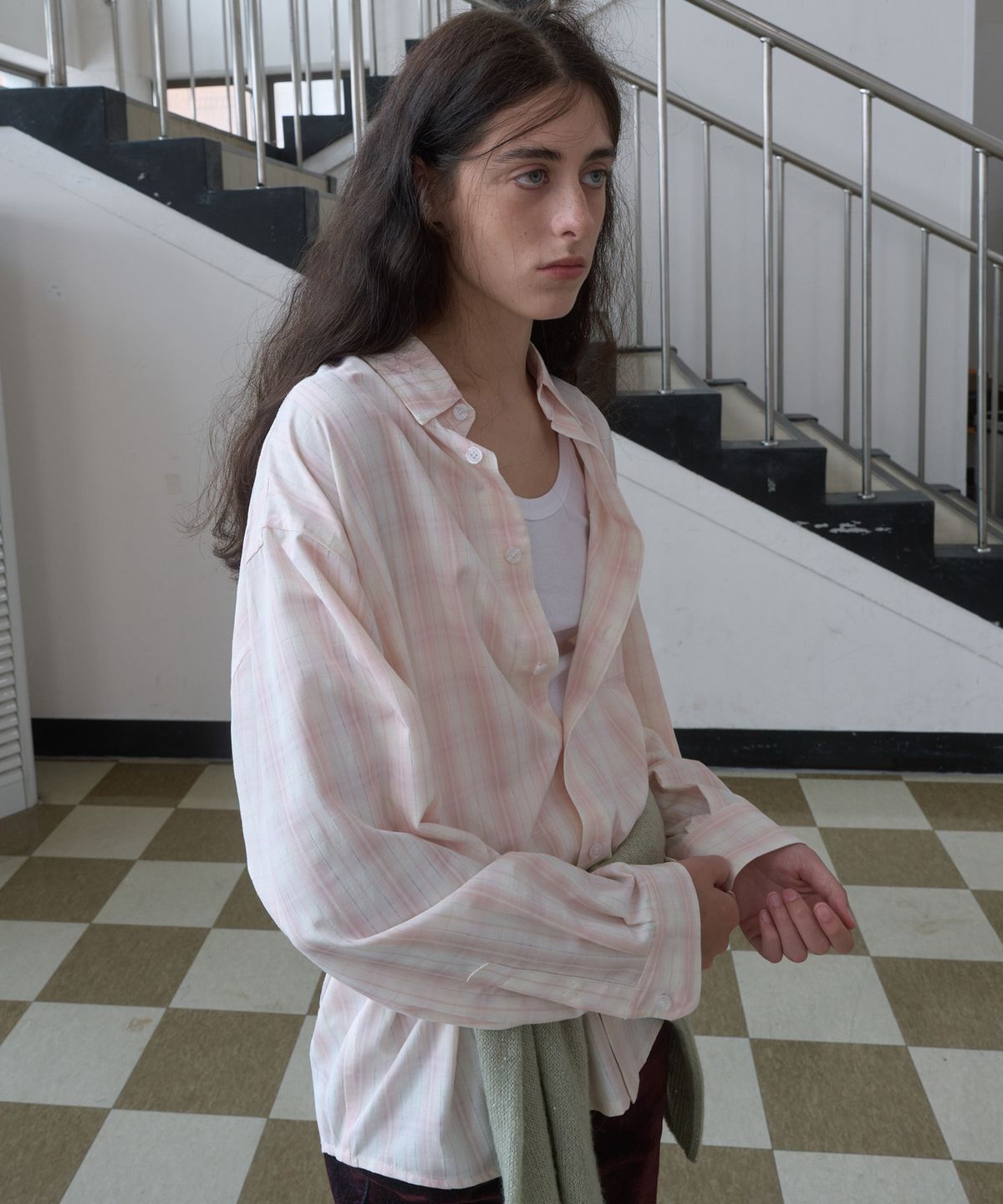 기준(KIJUN) OVERSIZED CHECK SHIRT_PINK