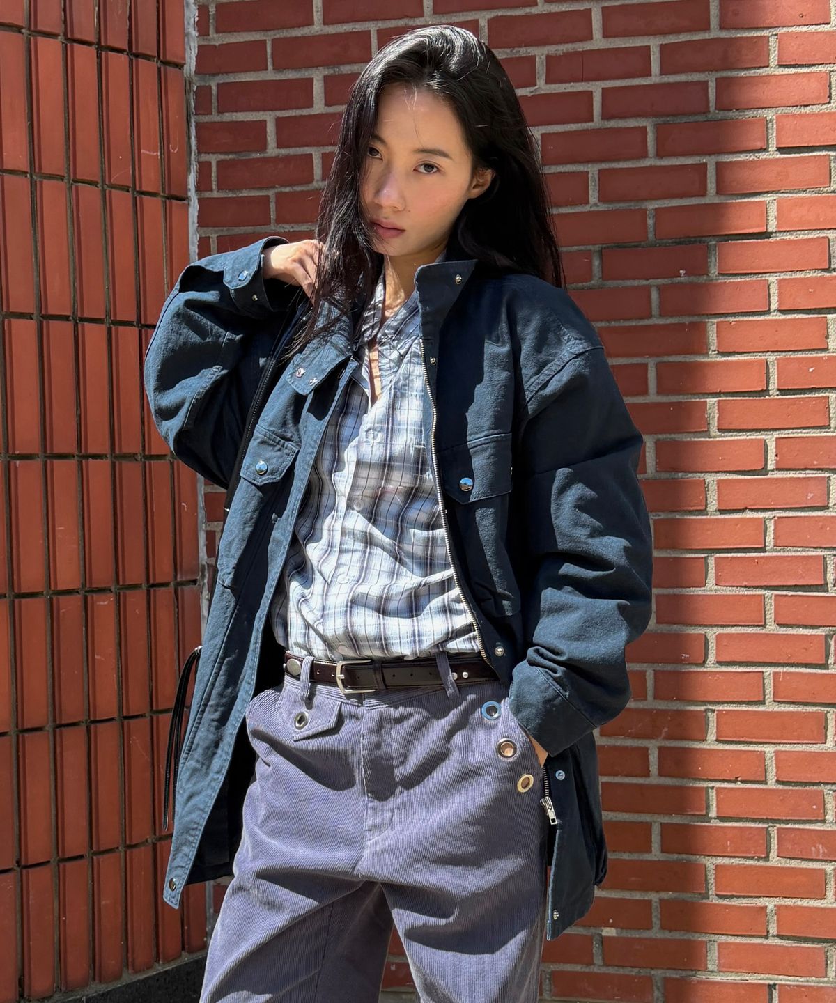 기준(KIJUN) WASHED COTTON WORK JACKET_NAVY
