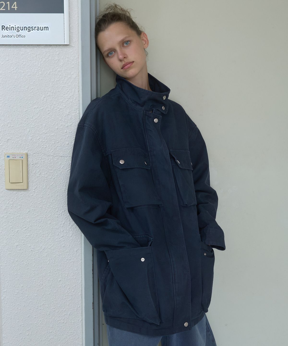 기준(KIJUN) WASHED COTTON WORK JACKET_NAVY