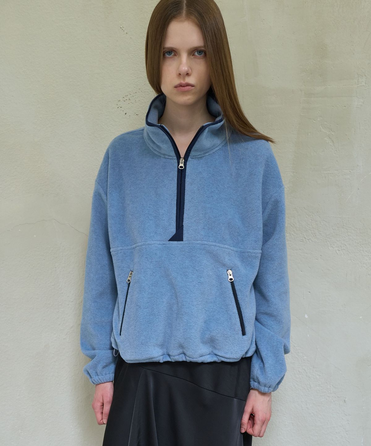 기준(KIJUN) SOFT FLEECE HALF ZIP-UP_S/BLUE