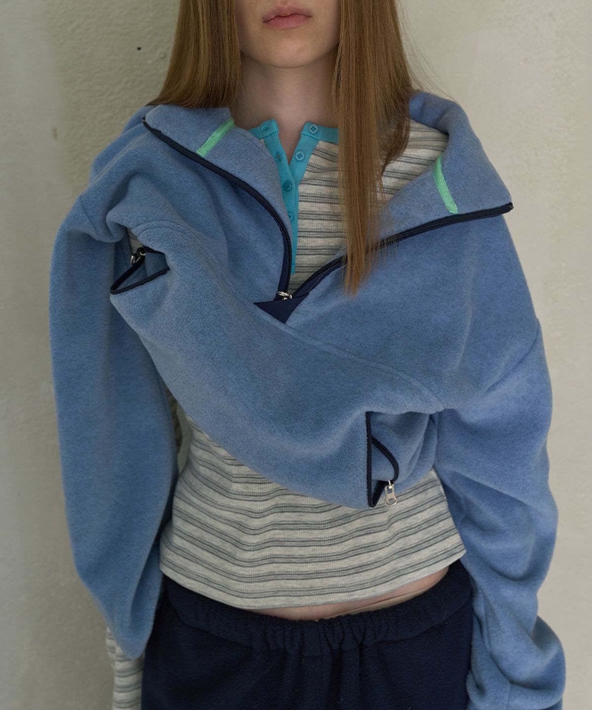 기준(KIJUN) SOFT FLEECE HALF ZIP-UP_S/BLUE
