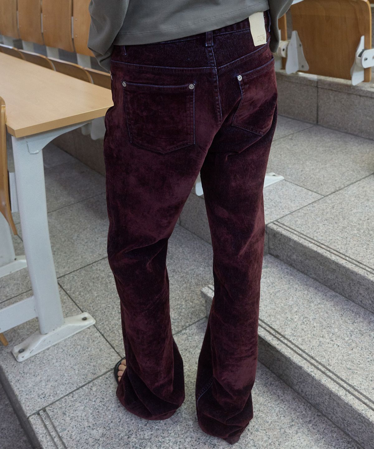 기준(KIJUN) WASHED VELVET STRAIGHT PANTS_BURGUNDY