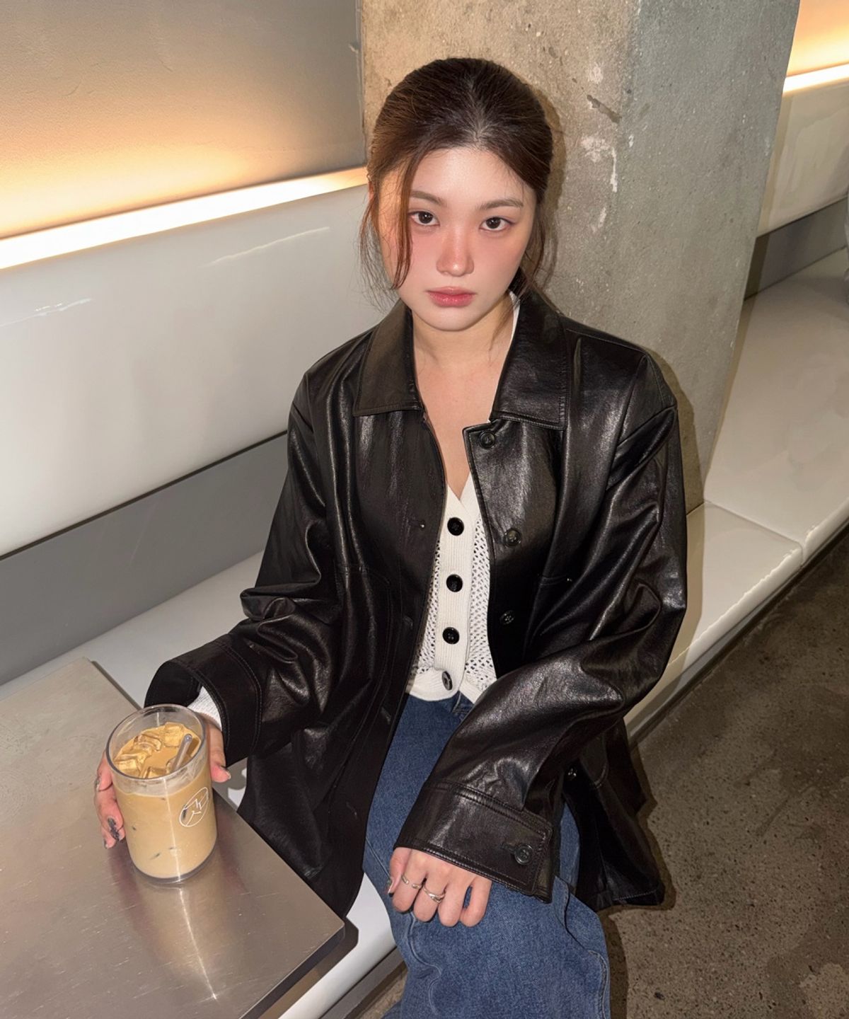 올리브 데 올리브(OLIVE DES OLIVE) 레더 워크 자켓 OE6XJ8780