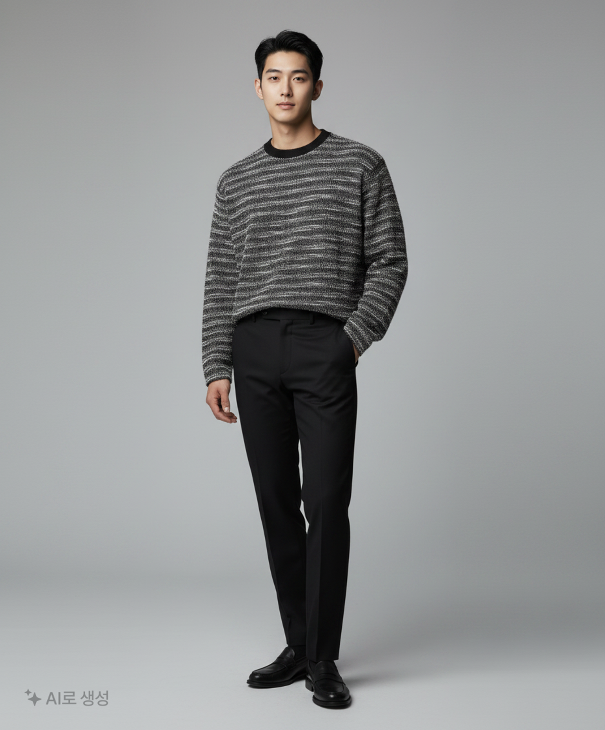 메종미네드(MAISON MINED) MIXED BOUCLE KNIT LONG SLEEVE BLACK S