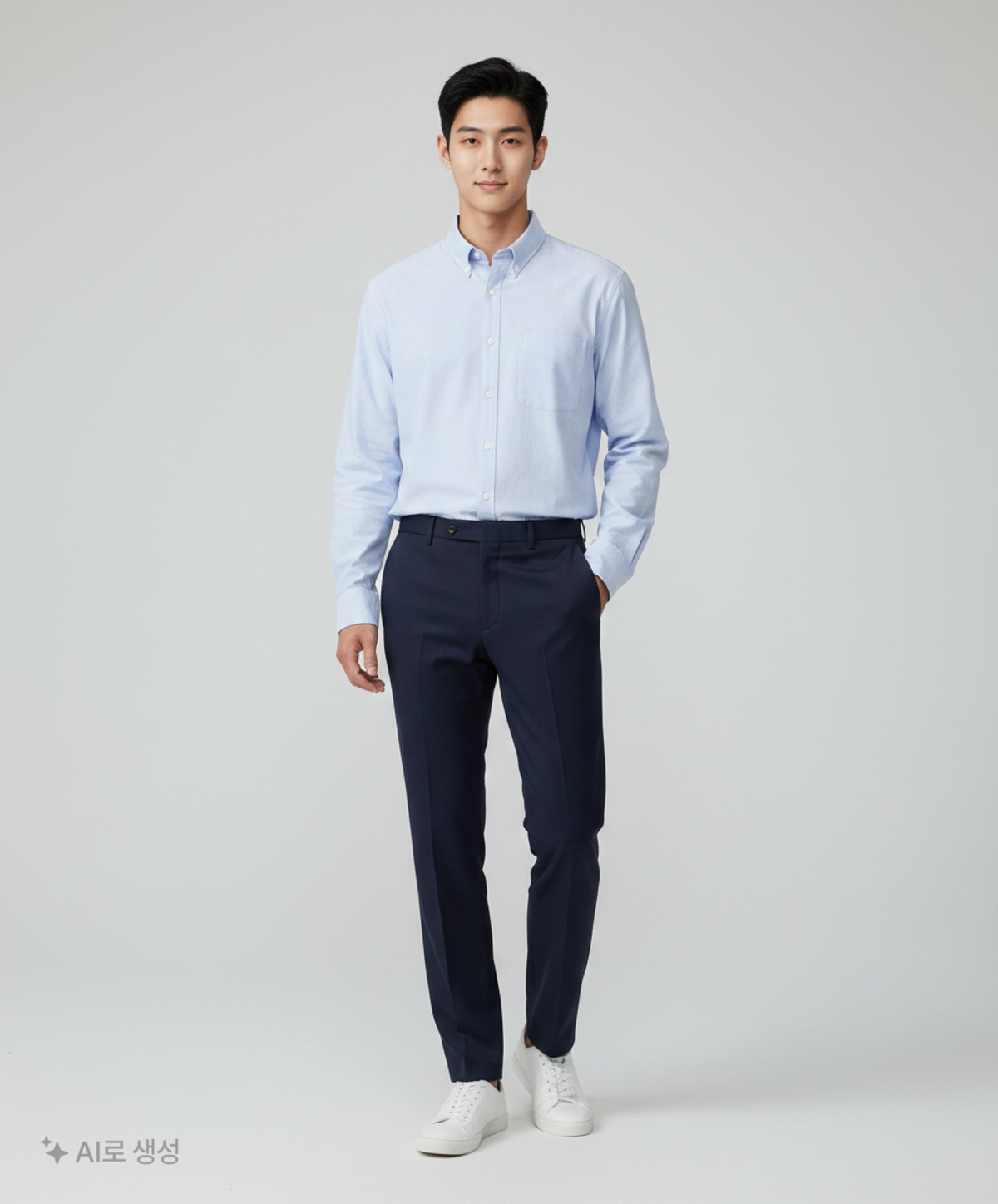 멜란지 마스터(MELANGE MASTER) 오버 핏 옥스포드 셔츠 [스카이 블루] L