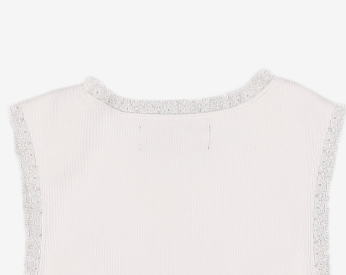 유희(YOUHEE) LOGO LACE SLEEVELESS WHITE FREE