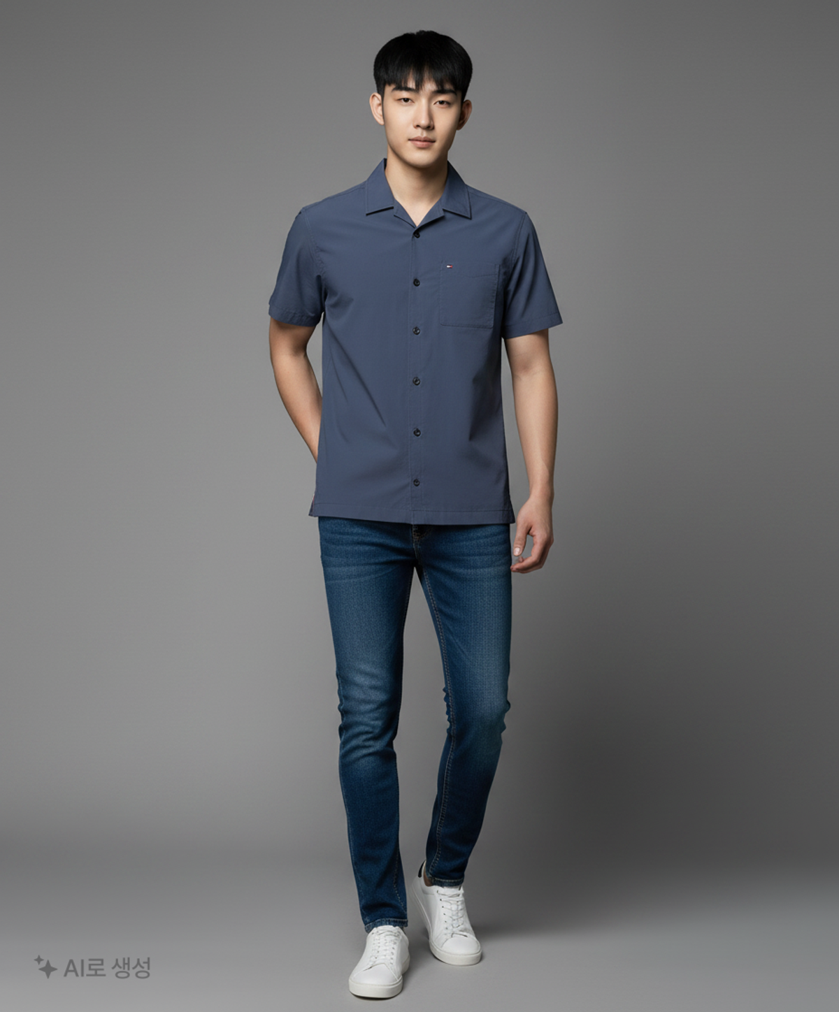 타미힐피거(TOMMY HILFIGER) [Relax fit] 오픈칼라 반팔 셔츠 (T12F1WSH731MLMDW5) S