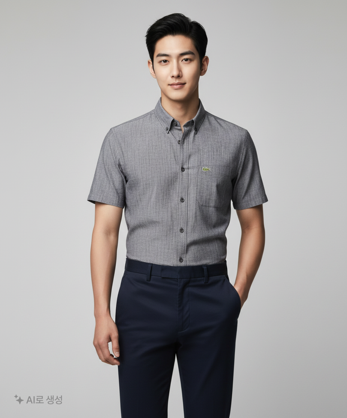 라코스테(LACOSTE) 남성 데님 반팔 셔츠 [네이비] M