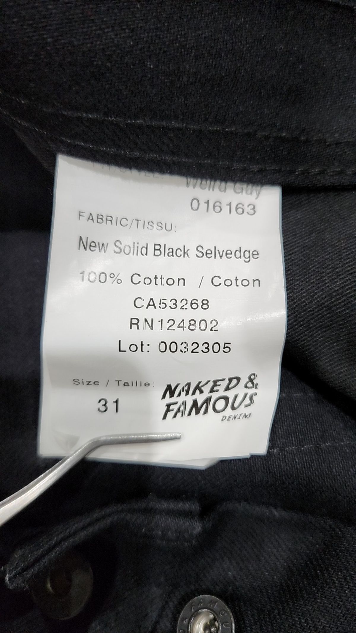네이키드앤페이머스(NAKED&FAMOUS) WeirdGuy Solid Black Selvedge 31