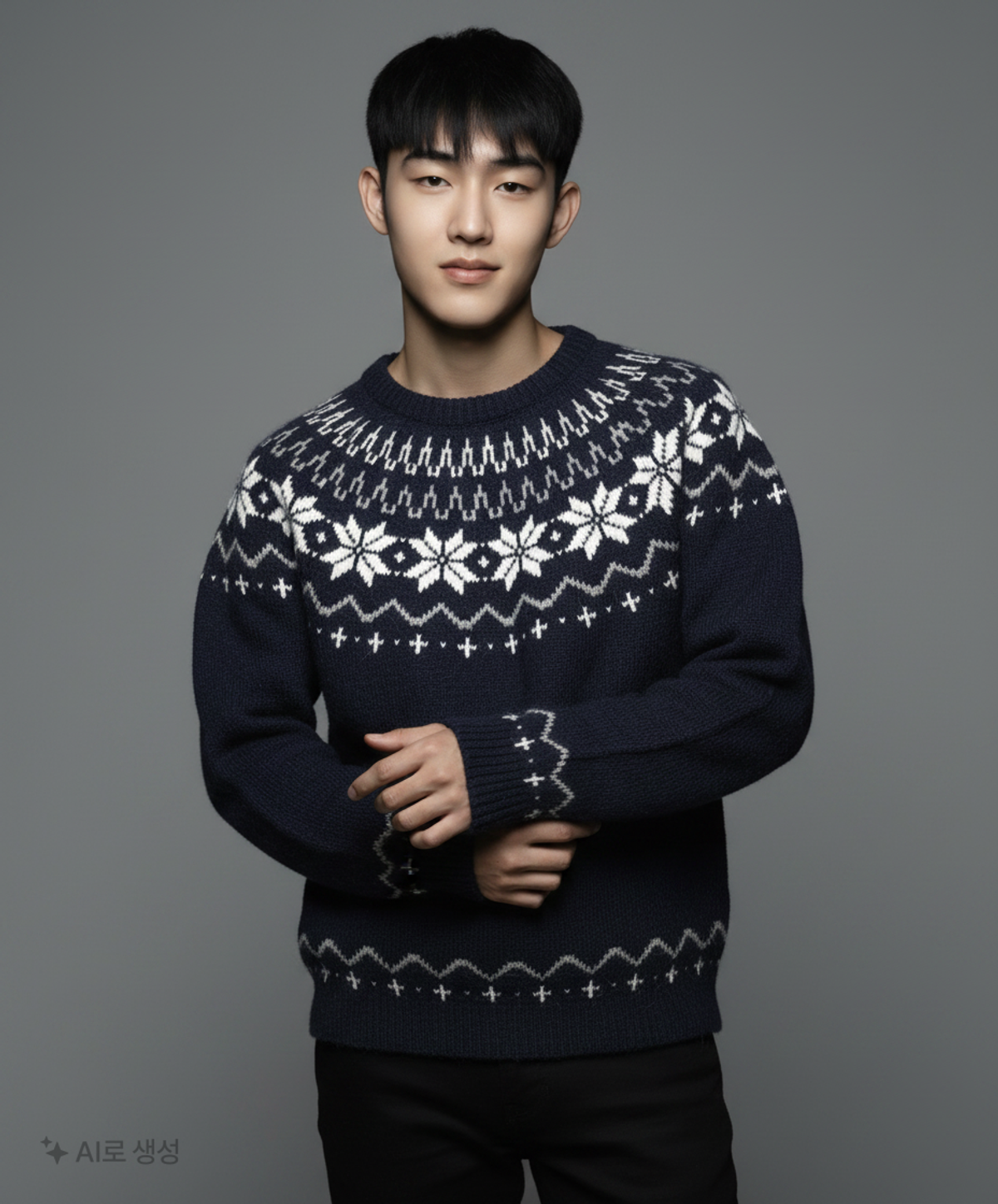 제너럴 아이디어(GENERAL IDEA) UNISEX 울 스노우 노르딕 풀오버 [NAVY] / SBD4U05022 XL