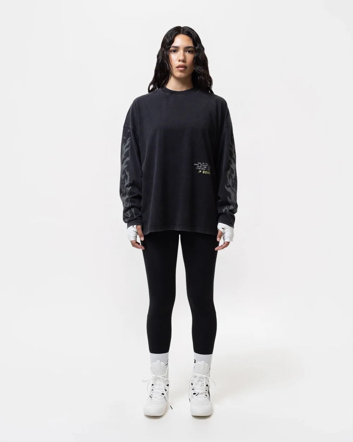 복스로(BOXRAW) 스파링 클럽 파이어 호스 롱슬리브 티셔츠 - 여성 W BXRW-SCGLSTS-W [블랙]