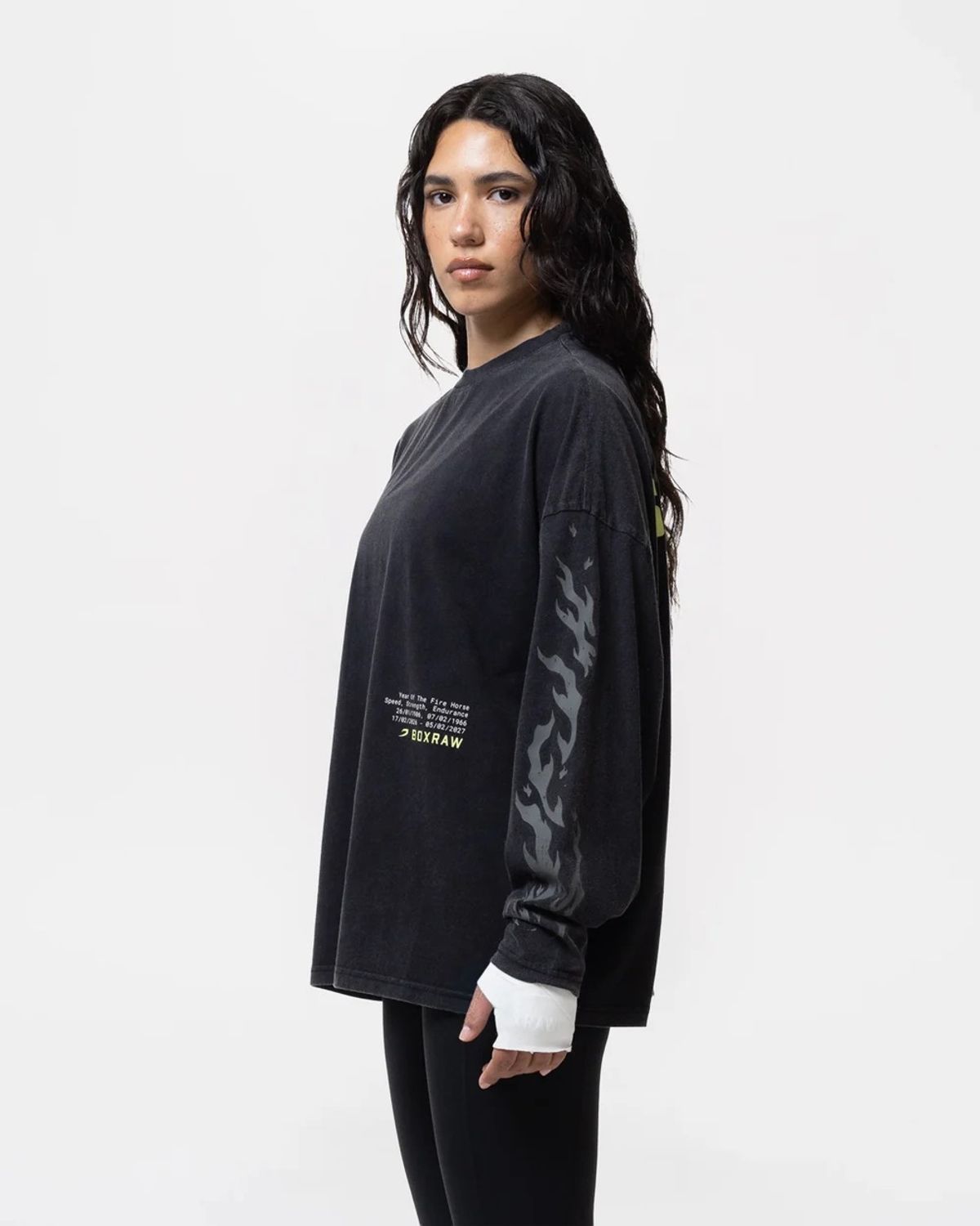 복스로(BOXRAW) 스파링 클럽 파이어 호스 롱슬리브 티셔츠 - 여성 W BXRW-SCGLSTS-W [블랙]