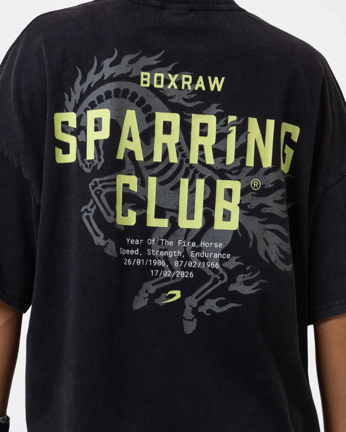 복스로(BOXRAW) 스파링 클럽 파이어 호스 오버사이즈 티셔츠 - 여성 W BXRW-SCGTS-W [블랙]