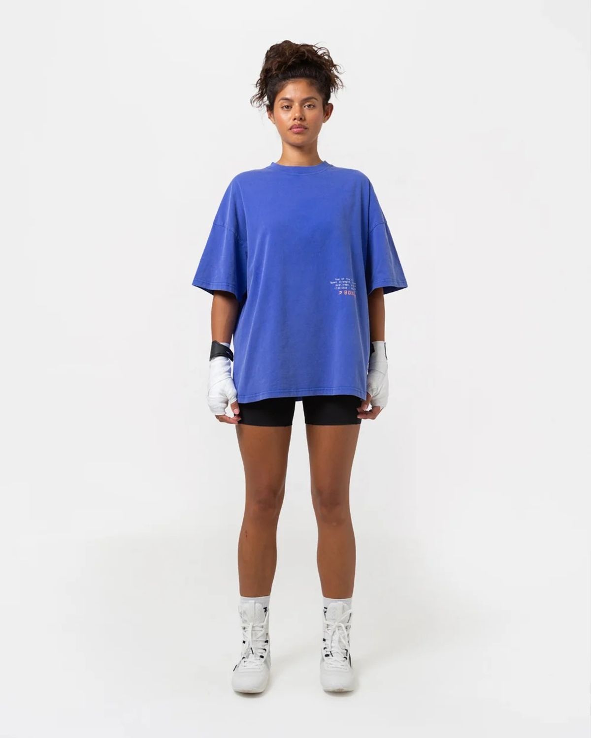 복스로(BOXRAW) 스파링 클럽 파이어 호스 오버사이즈 티셔츠 - 여성 W BXRW-SCGTS-W [블루]