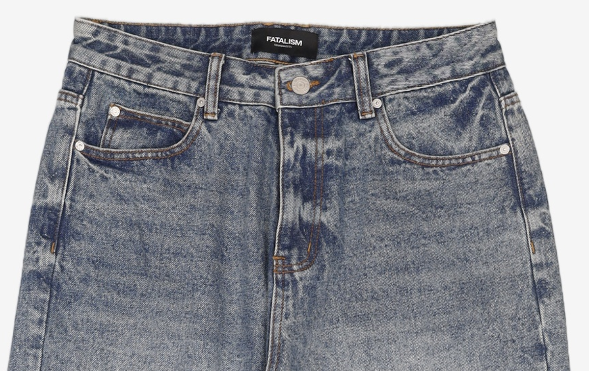 페이탈리즘(FATALISM) Crack washed deep blue wide fit 46