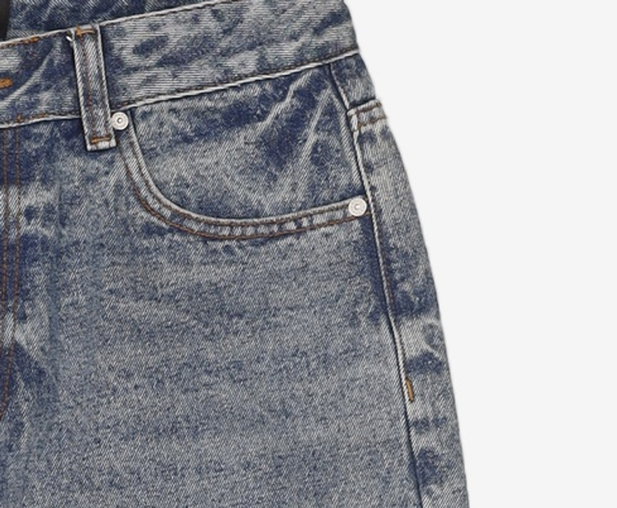 페이탈리즘(FATALISM) Crack washed deep blue wide fit 46