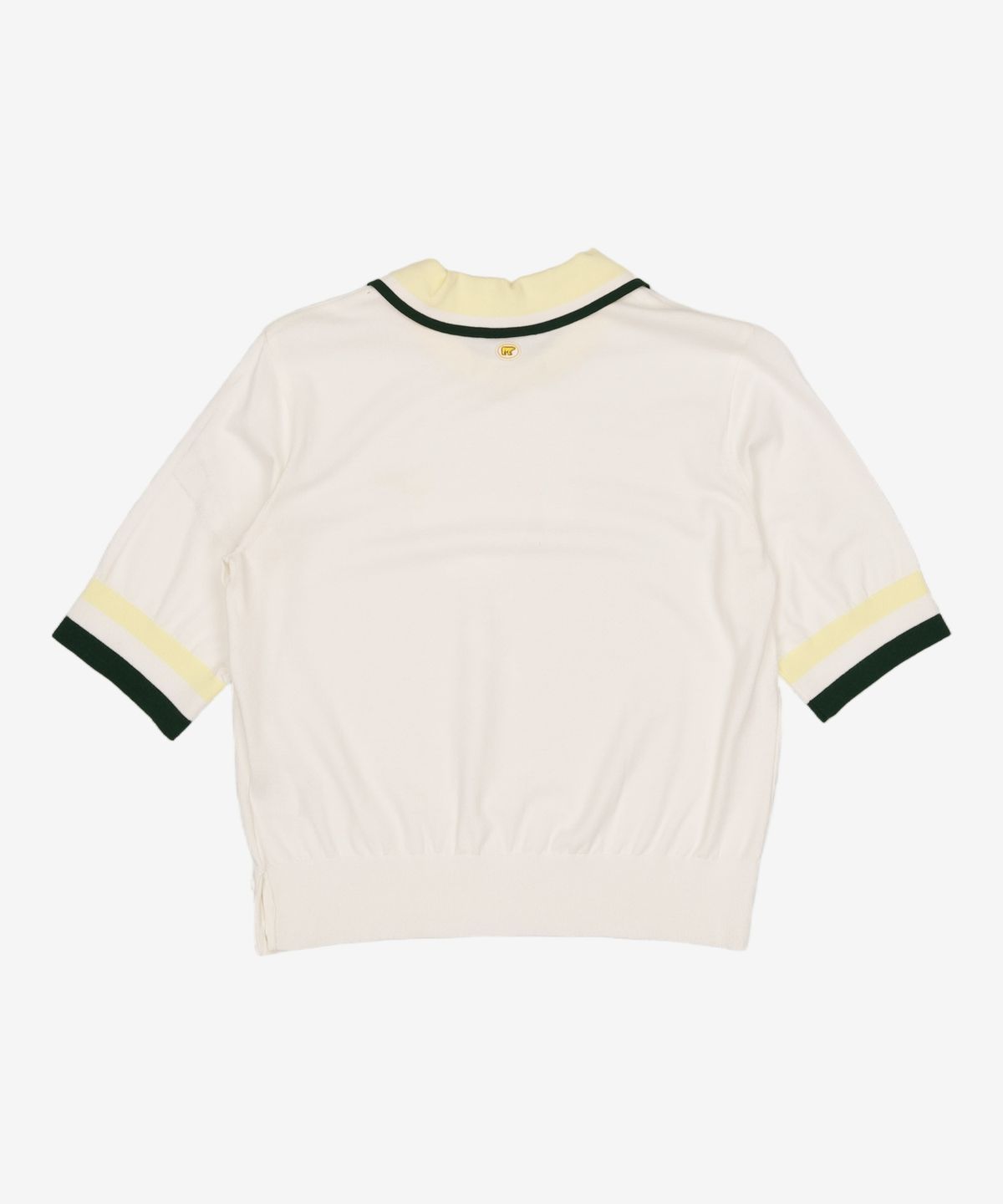 잭니클라우스(JACKNICKLAUS) 여성 변형넥 컬러배색 반팔 니트_LWWAS23231IVX 105