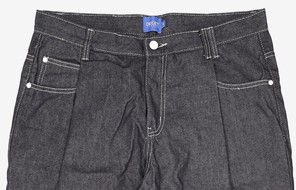 데케트(DECET) Deep Pleats Wide Jeans DCPT030Black 34