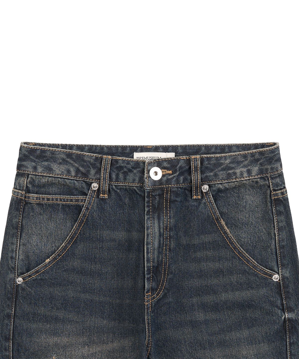 지제뮤지엄(ZIZEMUSEUM) CURVED WASHED DENIM PANTS (VINTAGE BLUE)