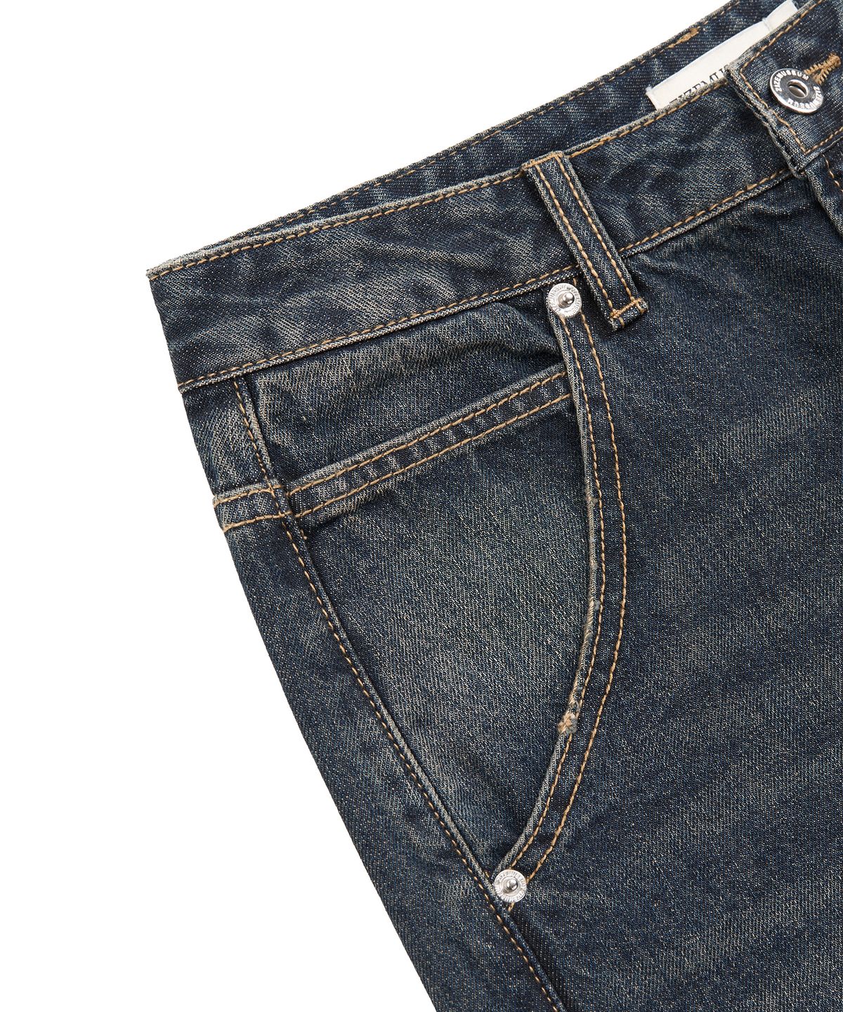 지제뮤지엄(ZIZEMUSEUM) CURVED WASHED DENIM PANTS (VINTAGE BLUE)