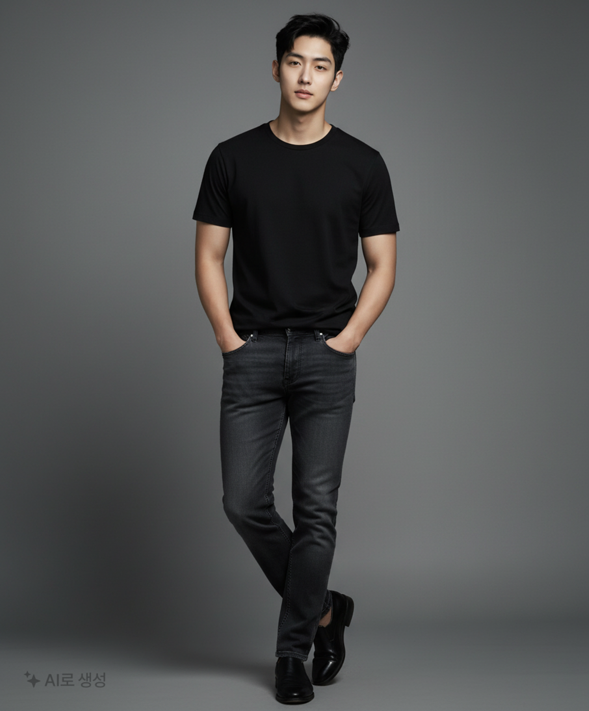 무신사 스탠다드(MUSINSA STANDARD) 릴렉스 핏 크루 넥 티셔츠 [블랙] S