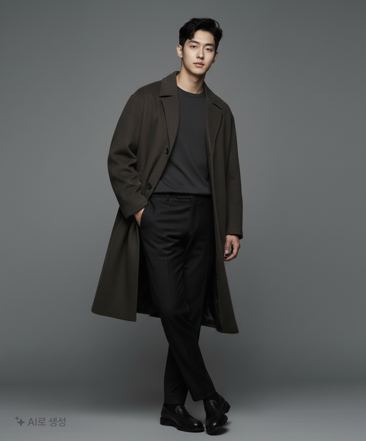 무신사 스탠다드(MUSINSA STANDARD) 캐시미어 블렌드 오버사이즈 발마칸 맥시 코트 [차콜 그레이] 2XL