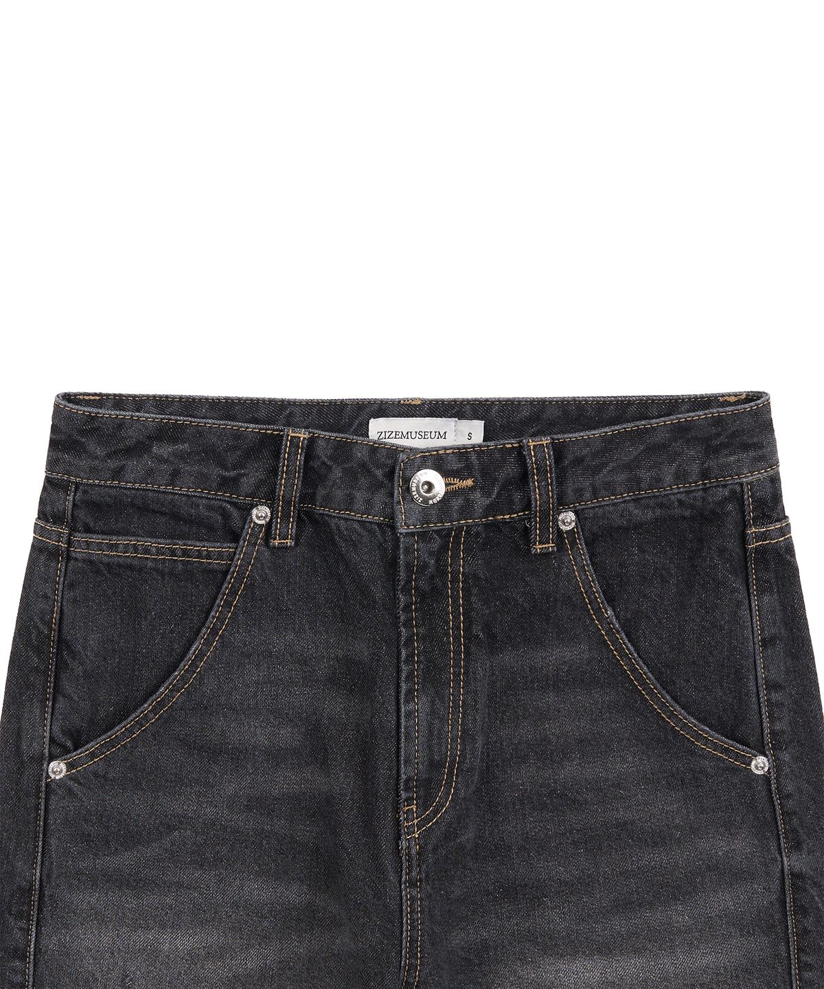 지제뮤지엄(ZIZEMUSEUM) CURVED WASHED DENIM PANTS (BLACK)