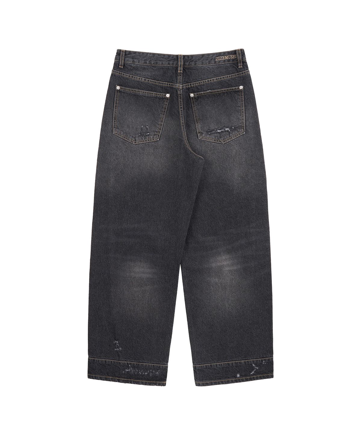 지제뮤지엄(ZIZEMUSEUM) CURVED WASHED DENIM PANTS (BLACK)