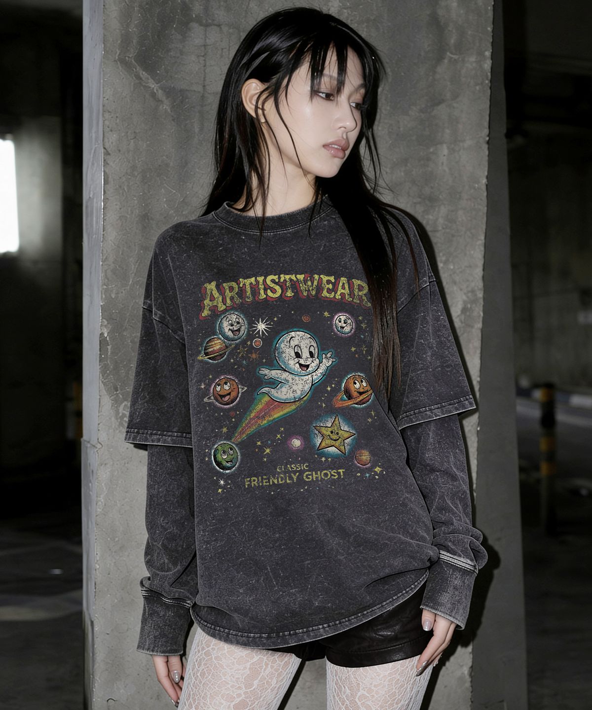 아티스트웨어(ARTISTWEAR) 코스믹 고스트 레이어드 긴팔티