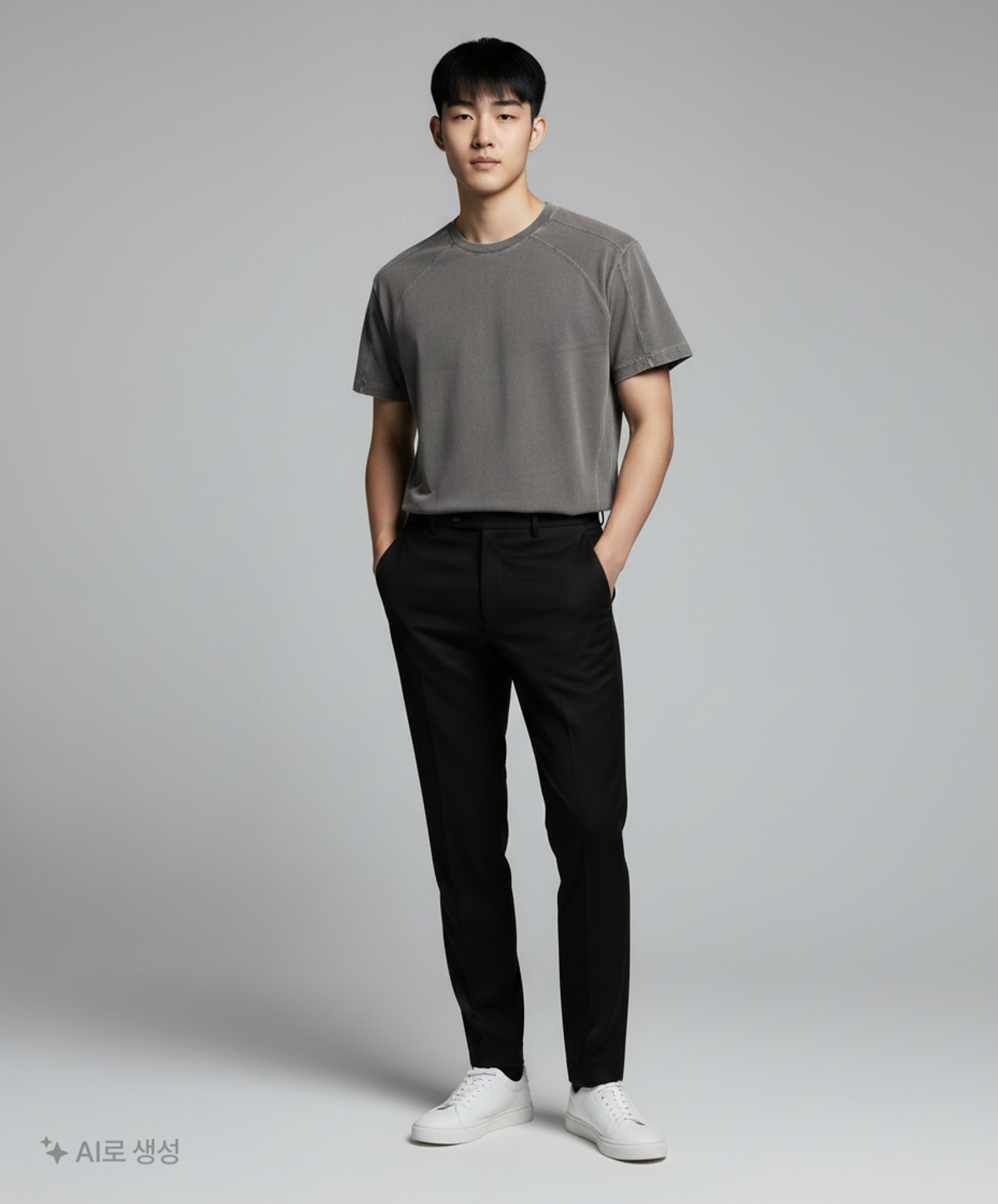 노매뉴얼(NOMANUAL) MOLTING T-SHIRT - CHARCOAL 95