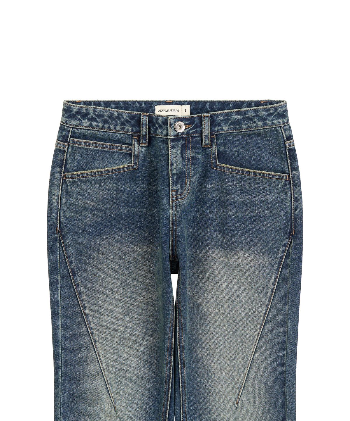 지제뮤지엄(ZIZEMUSEUM) LOW-RISE STRAIGHT DENIM PANTS (WASHED BLUE)