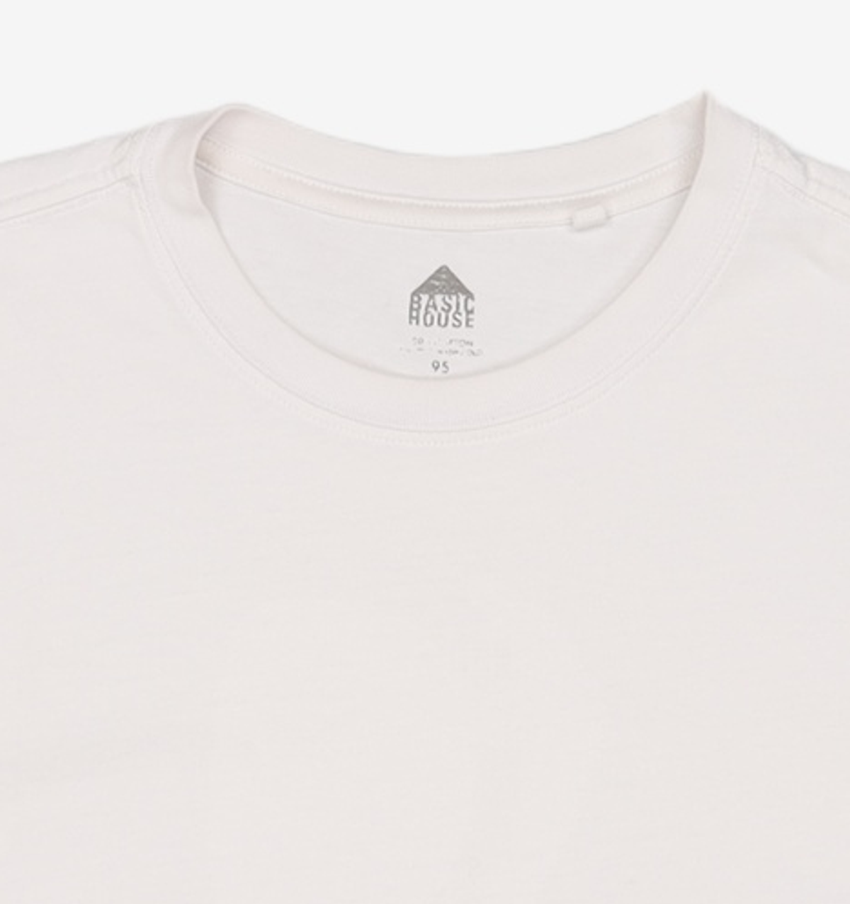 베이직하우스(BASIC HOUSE) UNI 레이어드 라운드 반팔티셔츠 화이트_일반기장(+4cm) LATS0104 95