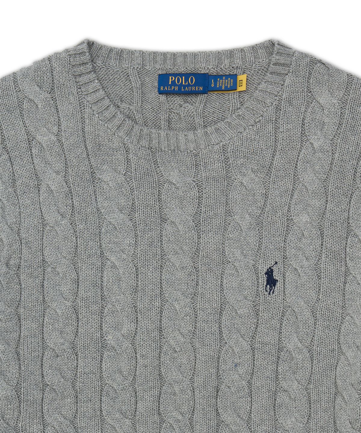 폴로 랄프 로렌(POLO RALPH LAUREN) 케이블 니트 코튼 스웨터-그레이