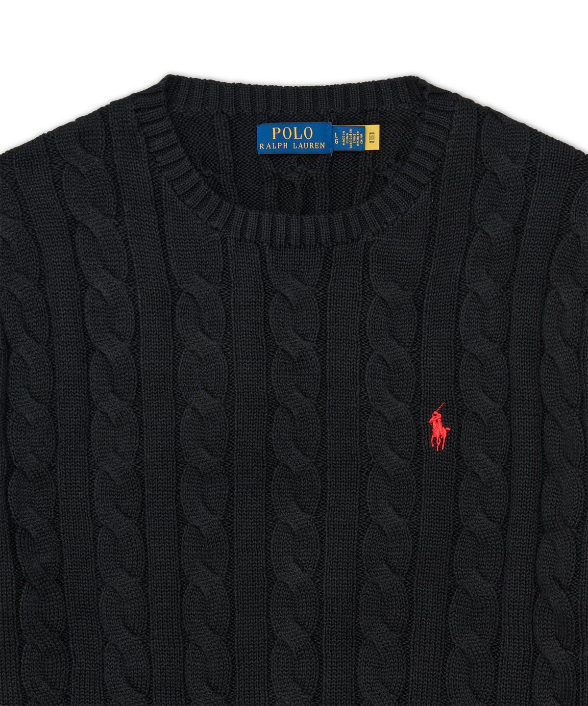 폴로 랄프 로렌(POLO RALPH LAUREN) 케이블 니트 코튼 스웨터-블랙