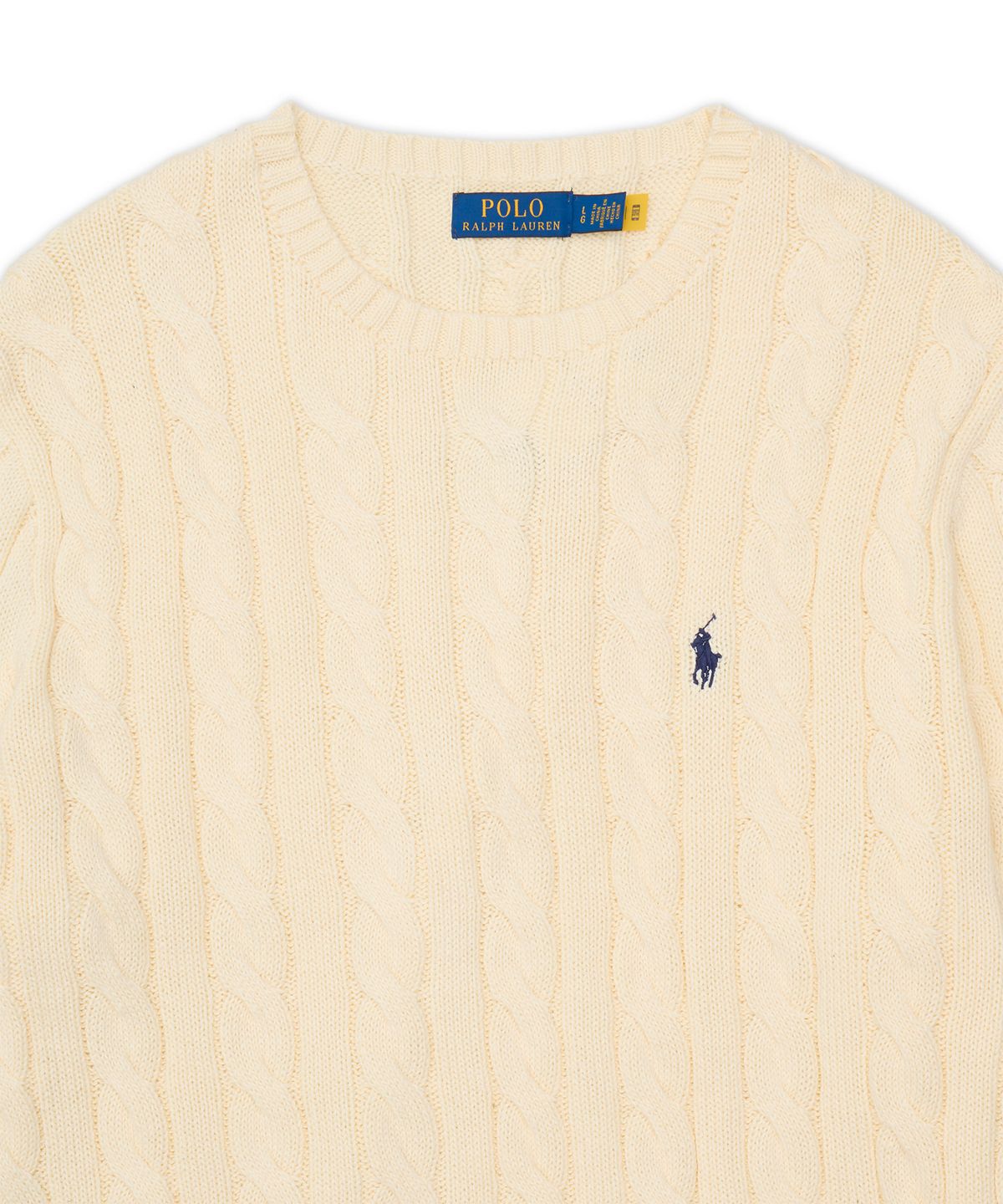 폴로 랄프 로렌(POLO RALPH LAUREN) 케이블 니트 코튼 스웨터-내추럴