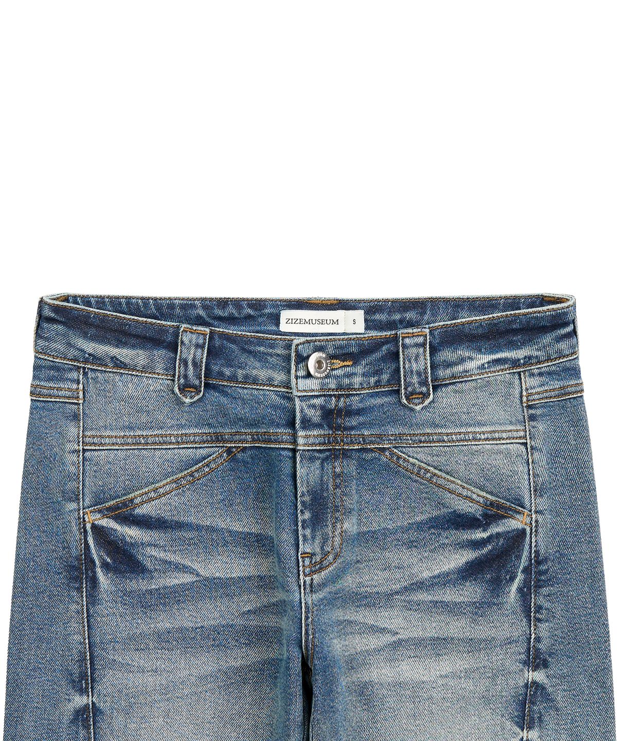 지제뮤지엄(ZIZEMUSEUM) CURVED STRAIGHT DENIM PANTS (BLUE)