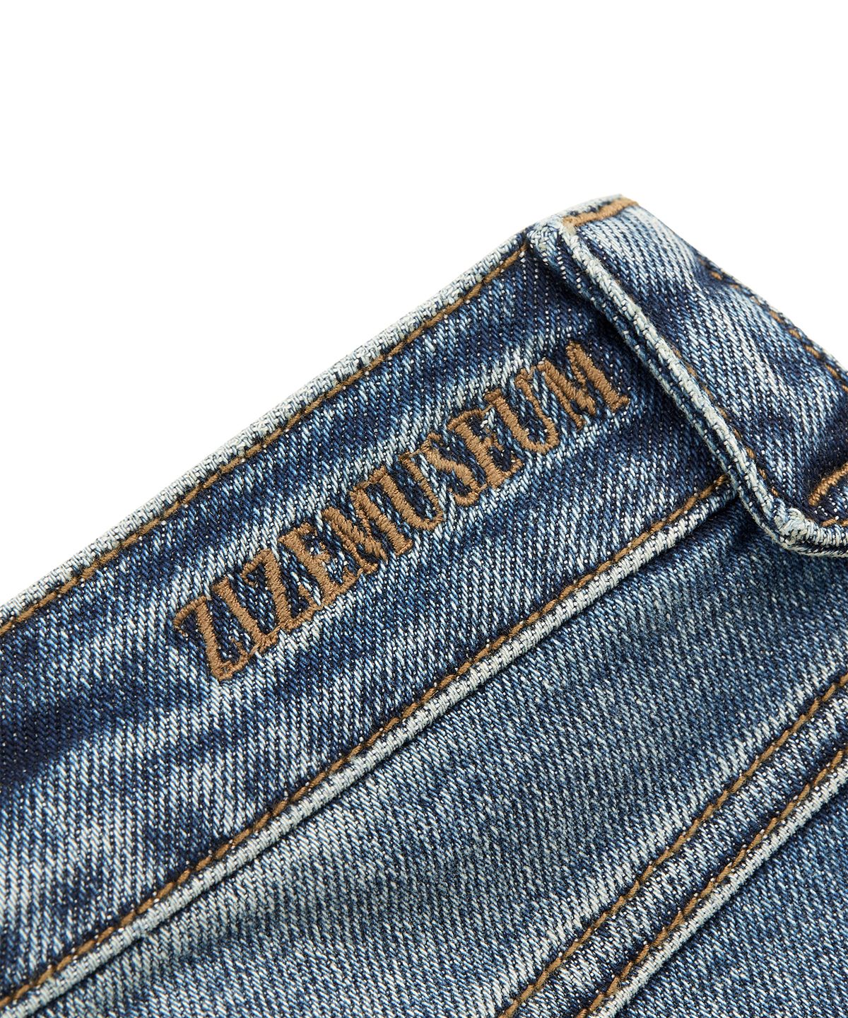지제뮤지엄(ZIZEMUSEUM) CURVED STRAIGHT DENIM PANTS (BLUE)