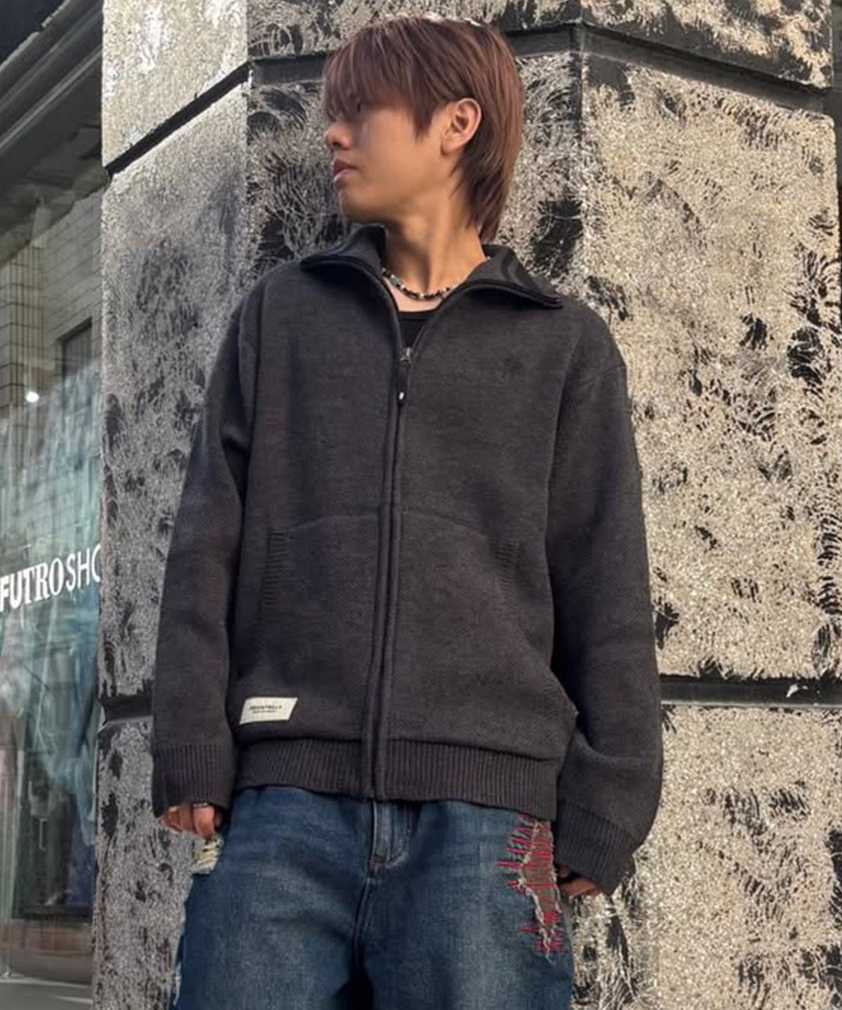 빈트릴(BEENTRILL) 소호 해시태그 가디건(차콜)