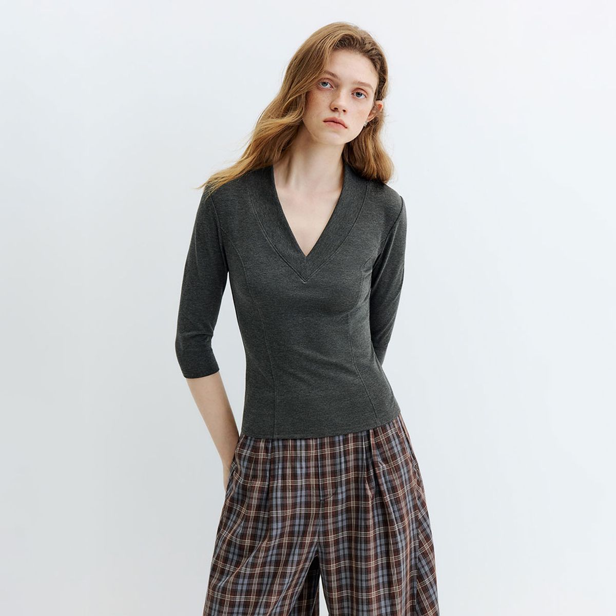 웬스데이딜라잇(WEDNESDAY DELIGHT) WD_V-neck waist slim top_3color