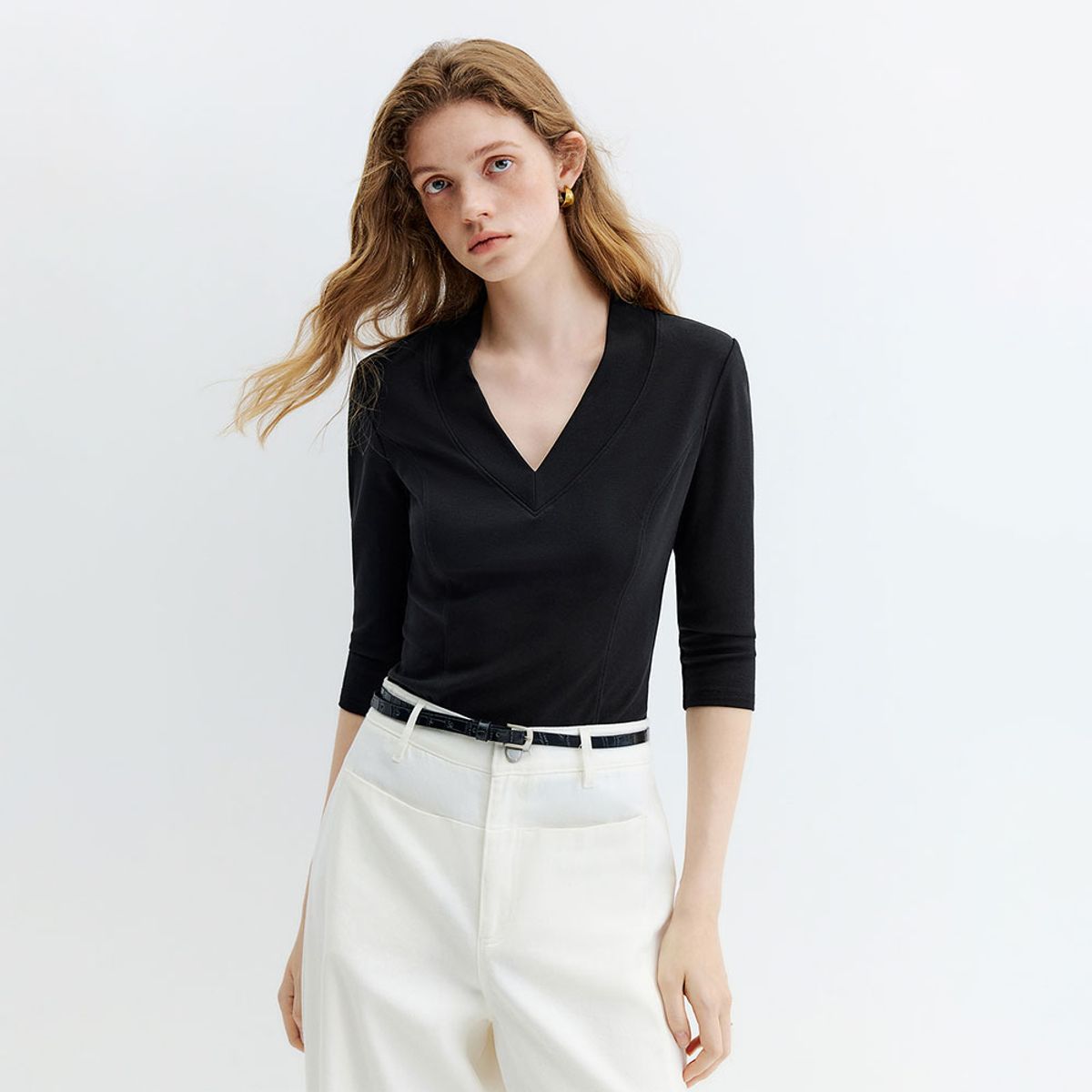 웬스데이딜라잇(WEDNESDAY DELIGHT) WD_V-neck waist slim top_3color