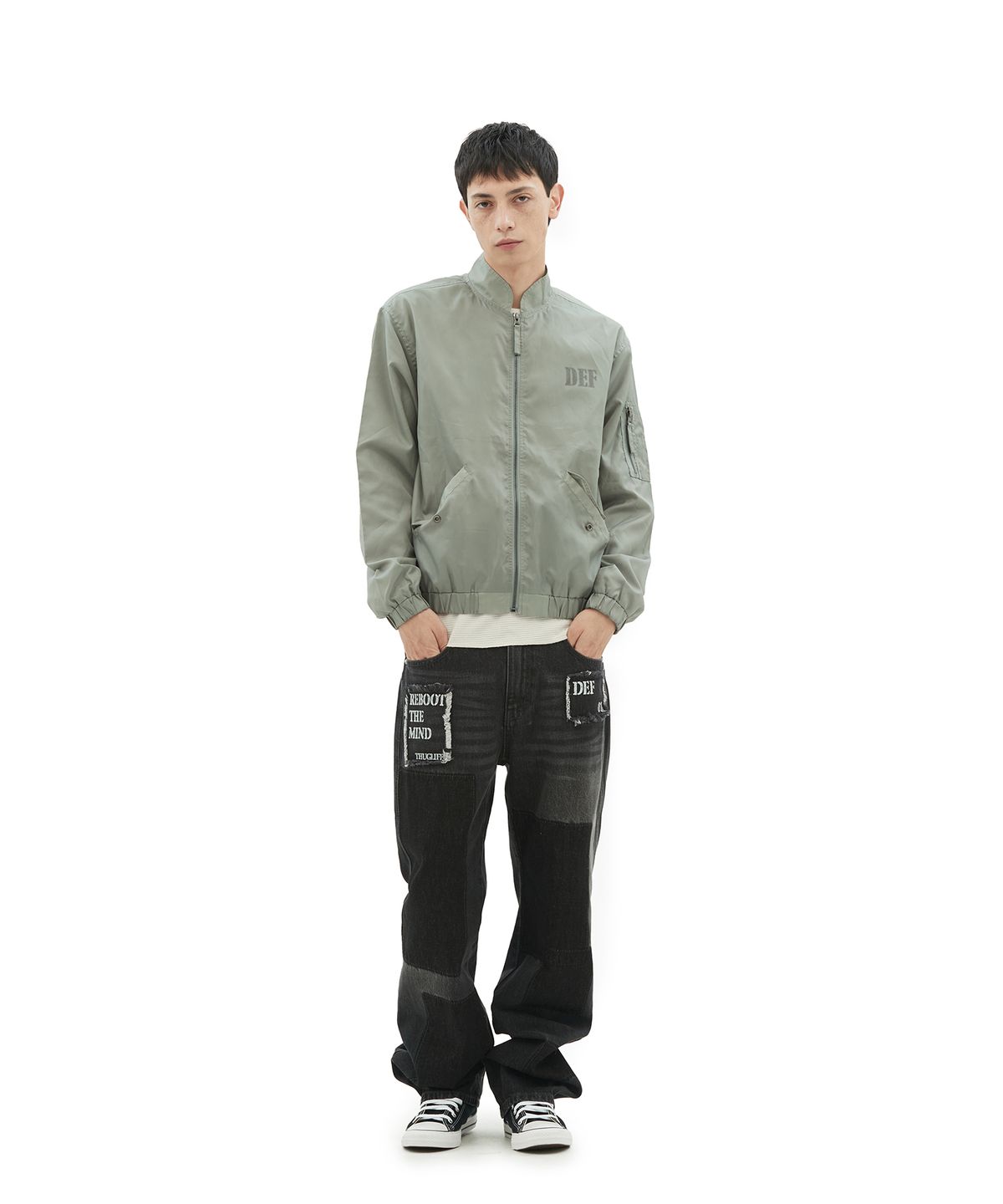 데프가먼츠(DEFGARMENTS) (DEFG X 홍또기) PATCH WASHED DENIM PANTS [BLACK]