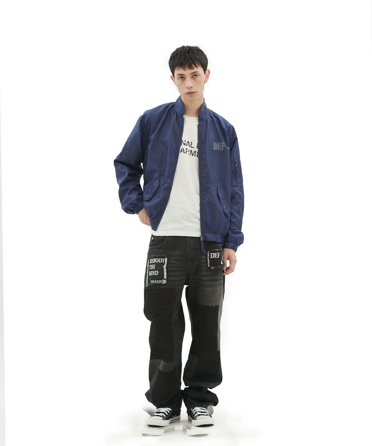 데프가먼츠(DEFGARMENTS) (DEFG X 홍또기) PATCH WASHED DENIM PANTS [BLACK]