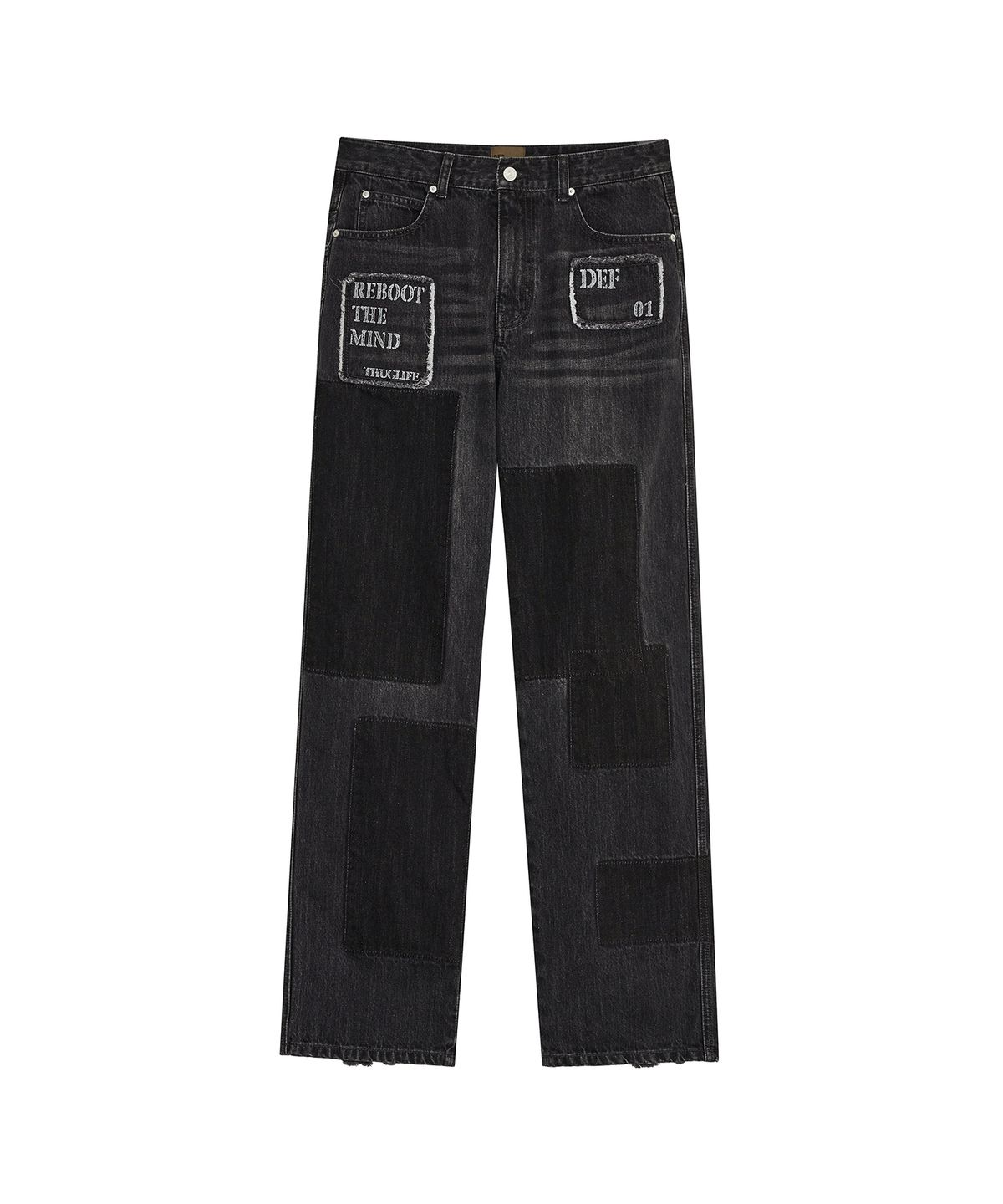 데프가먼츠(DEFGARMENTS) (DEFG X 홍또기) PATCH WASHED DENIM PANTS [BLACK]